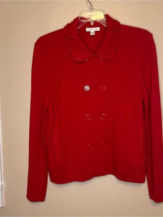 Coldwater Creek Sweaters - Coldwater Creek Vibrant Red Knit Top with Double Breast Detail
